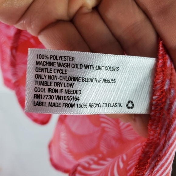 Merona red and pink leaves off shoulder dress - Picture 5 of 7